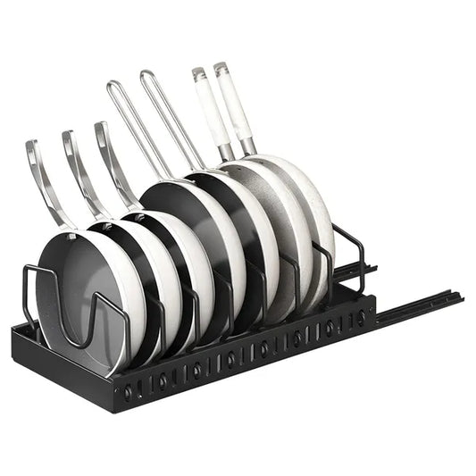 Pull Out Pots And Pans Organizer Under Cabinet With 8 Adjustable Dividers Rustproof Carbon Steel Sliding Pots Holder For Kitchen Cookware Bakeware Pots Lids Storage