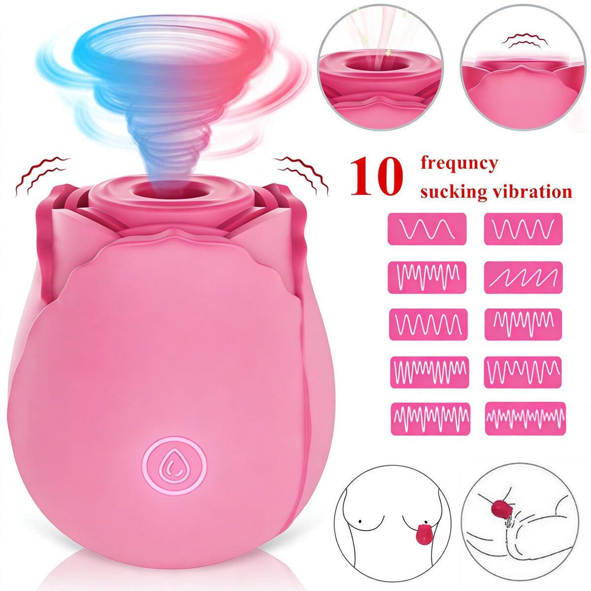 Rose Sucking Vibration Clit Sucker Dildo Women G-Spot Massager SexToy For Women USB Magnetic Charging