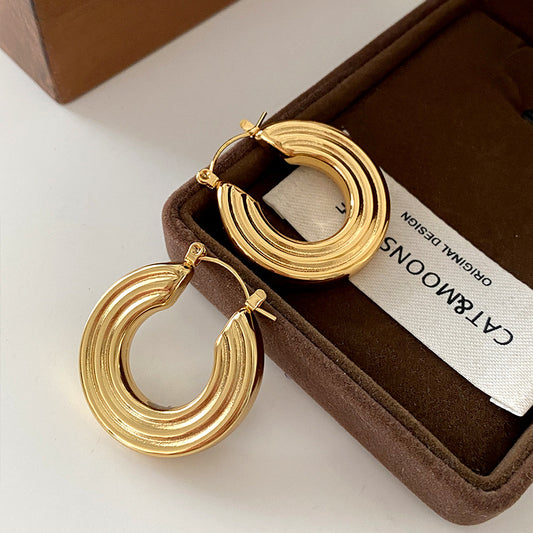 Ancient Egyptian Titanium Steel Round Earrings