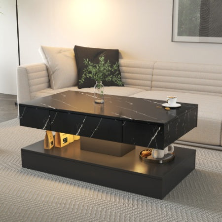 6.93IN High LED Coffee Table,Modern Coffee Table For Living Room,Living Room Tables,Large Living Room Furniture,LED Lights