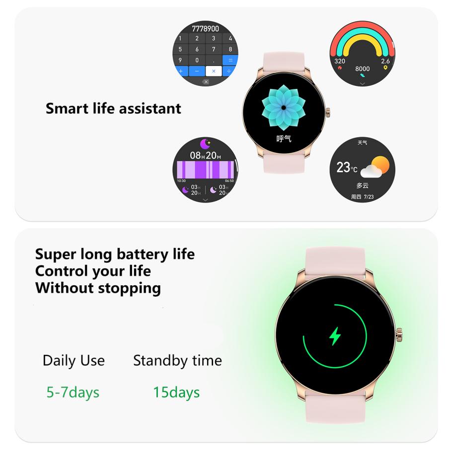 Ultra Slim Smart Watch For Men Women, 1.43 AMOLED Screen Fitness Watches ,  LP67 Outdoor Watch For Android Ios