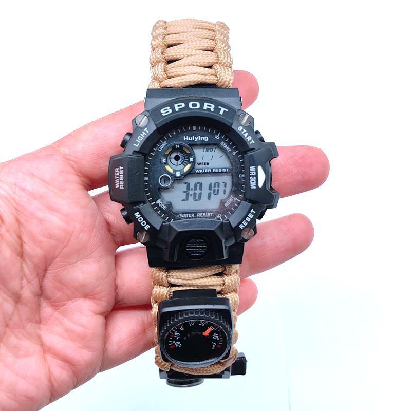 Multifunctional Outdoor Survival Paracord Adjustable Waterproof Watch For Camping