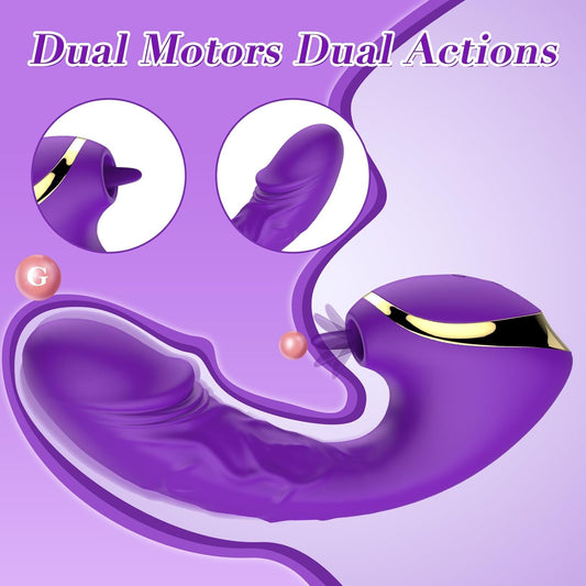 G Spot Vibrator 2 In 1 Wearable Vibrator Dildo With 10 Licking & Powerful Vibration & Rechargeable Butterfly Vibe Adult Toys Adult Sex Toy With Clitoris Stimulator For Women And Couple